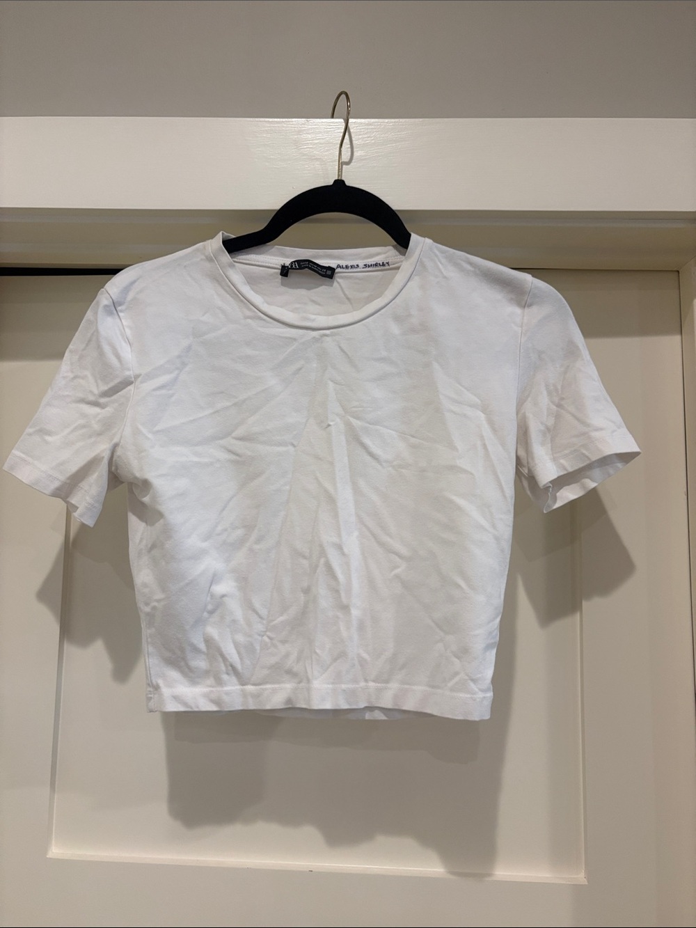 Zara White Short-Sleeve Crop Top
